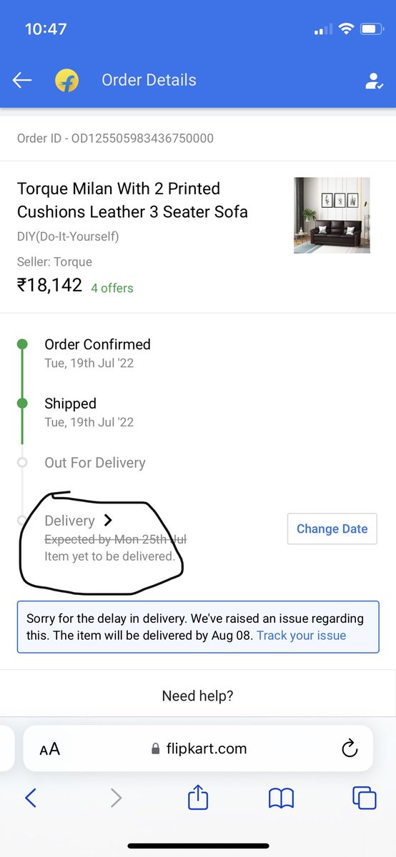 Diddi_pspk's tweet photo. Hey @flipkartsupport My order delivery date was 25th July and there is no response yet. It’s been almost 15 days. I’ve been awaiting for, Could you pls confirm when can I get delivery of product. https://t.co/f3pJgo9cs8