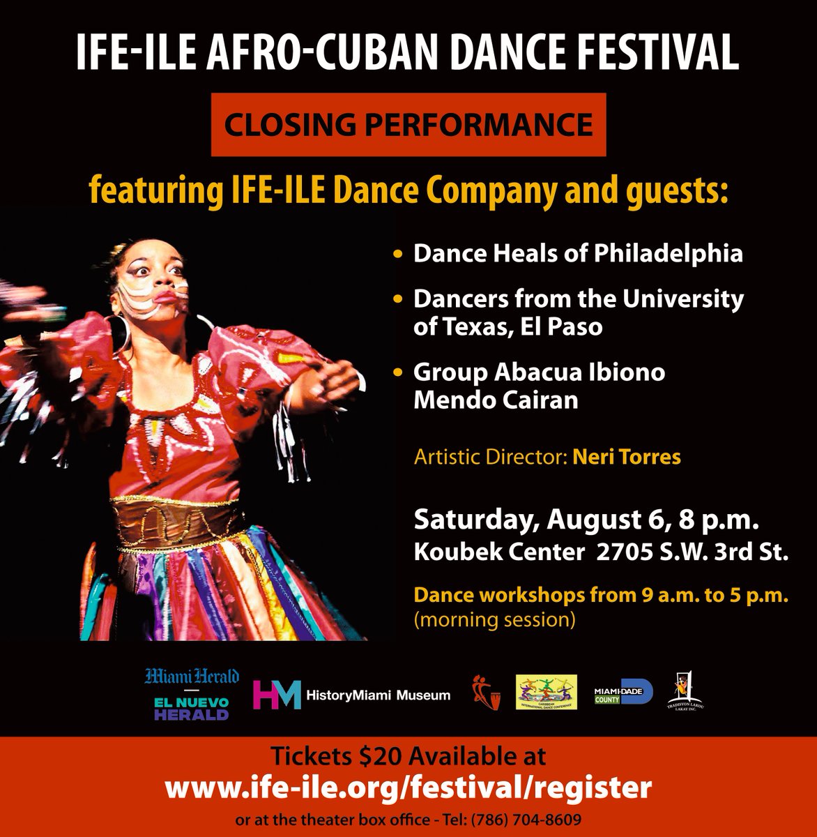 IFEILE's tweet photo. Join us this Saturday, August 6th at 8:00 pm for our closing performance at the Koubek Center.
#dance #miami #utep #diasporadance #cubaton #cubanosporelmundo #dancing #orishas #timba #contemporarydance #abakuas #afrocuban #rumba https://t.co/Riya66hS4h