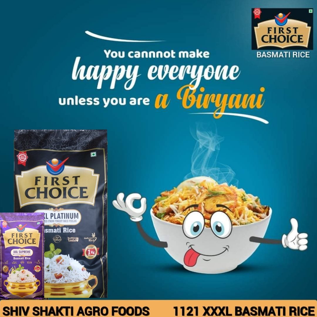 sourabgupta4848's tweet image. You cannot make happy everyone unless you are a biryani.

#extralong #extralength #Basamati #basmatirice  #biryani #chickenbiryani #Vegbiryani #pulao #tagfriend #DeliciousBiryani #Delight #perfectrice #perfecttaste #FirstChoiceBasmatiRice #shivshaktiagrofoods