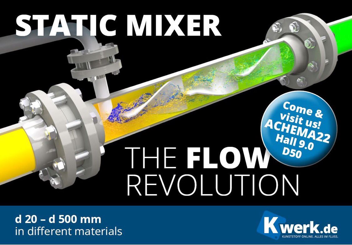 Save the Date: From August 22nd to 26th we will be at ACHEMA 2022 in Frankfurt. We are looking forward to your visit.
#Kwerk #tradefair #processindustries #B2B #staticmixer #montabaur #Westerwald