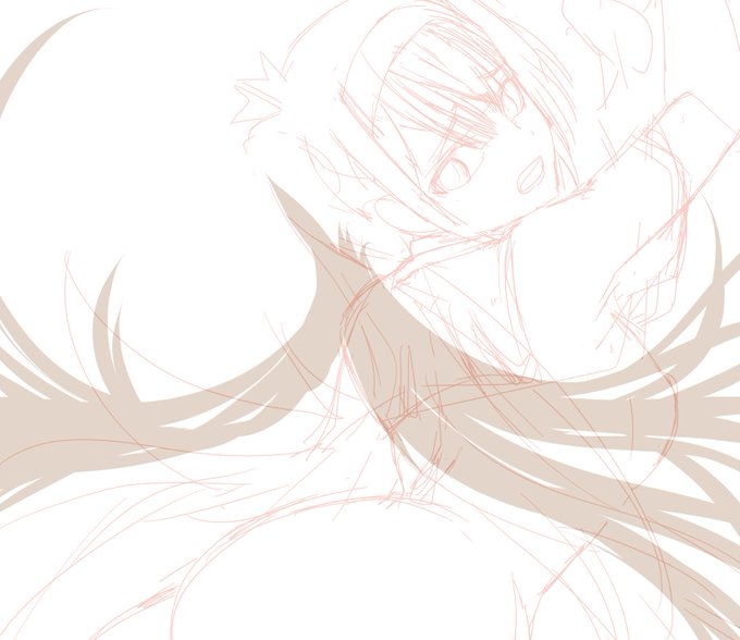 クリップスタジオで
髪の毛の線、ズボラな書き方

❶「髪の毛ペン」(DL素材)で束を適当に書いて
❷レイヤープロパティで輪郭線を設定
❸レイヤーをラスタライズして
❹髪内部の色を消去すると線だけが残る 