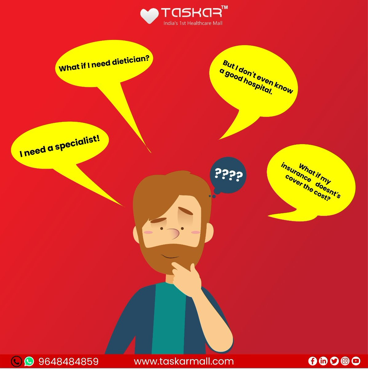 taskar_s's tweet photo. Earlier I was think, What if:
I need dietician
I need a specialist
I don't even know a good hospital
My insurance doesn't cover the cost? 
Hurray!! Now Taskar health care mall available in my town area. 

#TaskarIsforyou #affordableHealthcare #Pharmacymall #healthcaremall https://t.co/DogFSjBs6l