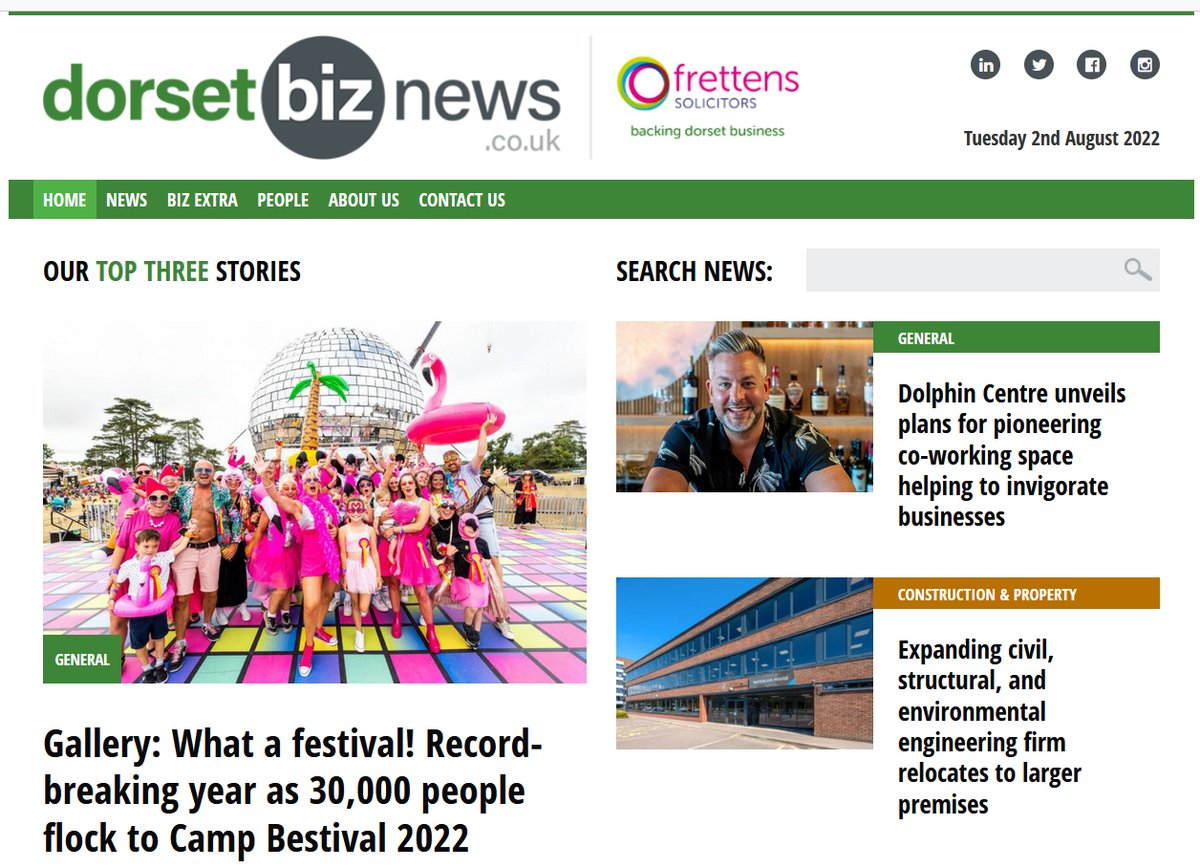 What a festival, what a record-breaker! <a href="/PatrickGough/">Patrick Gough</a> reports on <a href="/CampBestival/">Camp Bestival</a> 2022 for <a href="/dorsetbiznews/">dorsetbiznews</a> + A new way of working is coming to Poole; Expanding firm relocates to larger premises; Thousands more people to get the chance of two wheeled travel with <a href="/BerylBikes/">Beryl</a> expansion.