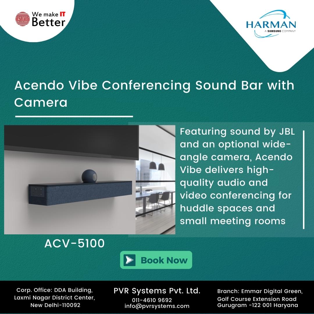 pvrsystems's tweet photo. The Acendo Vibe 5100 is an expertly designed web conferencing sound bar with integrated camera. 
Visit:https://t.co/wbSjtnU6lX
#Acnedo #harman #pvrsystem #camera #videoconference https://t.co/3Ilf8k7lkE