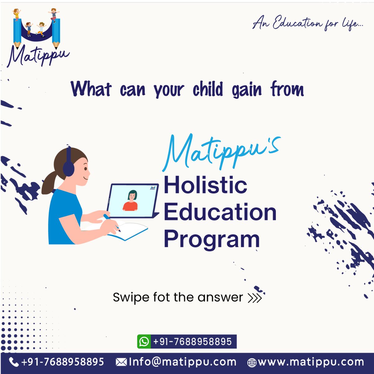 Matippu_'s tweet photo. Education is MORE than academics. It’s the development of a WHOLE person.
At #Matippu we aim to develope the whole child via our #holisticeducation program. 
#kids #education #ThankfulTuesday #jaipur #confidence #kidseducation #edutwitter #eLearning #Onlineclass #onlinelearning https://t.co/QbFY7CaNwF