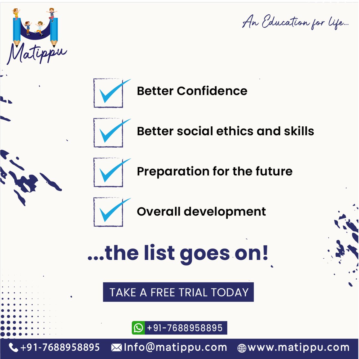 Matippu_'s tweet photo. Education is MORE than academics. It’s the development of a WHOLE person.
At #Matippu we aim to develope the whole child via our #holisticeducation program. 
#kids #education #ThankfulTuesday #jaipur #confidence #kidseducation #edutwitter #eLearning #Onlineclass #onlinelearning https://t.co/QbFY7CaNwF