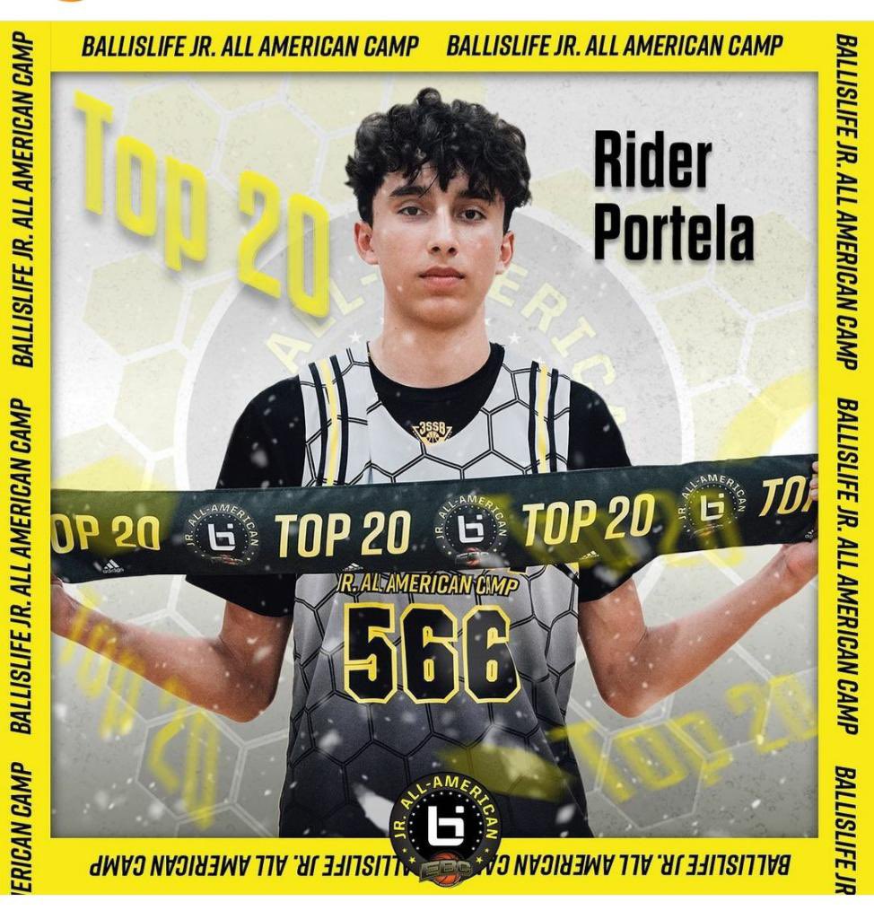slopebasketball's tweet photo. Congrats to @RiderPortela for making the Top 20 All-Star Game at the Ballislife JR. All-American Camp @Ballislife @EBC_Camps @Compton_Magic #BILJAAC #slopebasketball #govikings https://t.co/T8kWpH7XLk