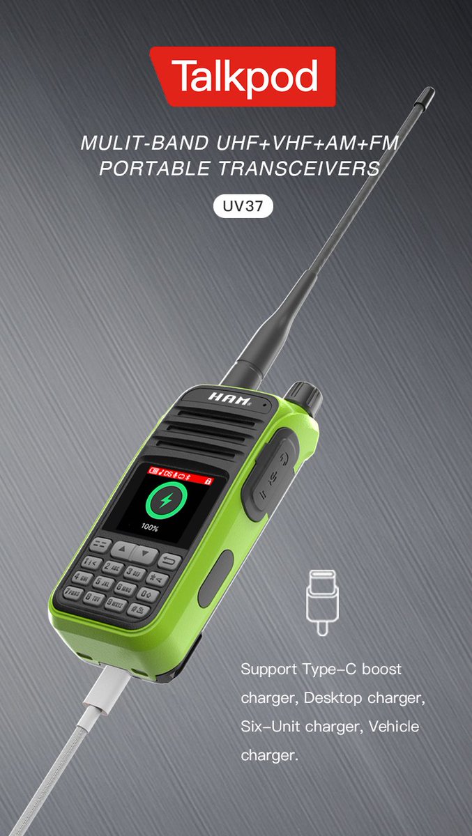 TalkpodSales5's tweet photo. Been playing outside too long? With Type-c cable and power bank, you'll never have to worry about being off-line with the #UV37. #hamradio #HAM https://t.co/3Zzo9mD2bO