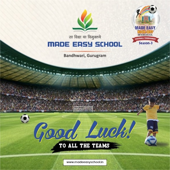 MADEEASYSCHOOLS's tweet photo. It’s finally happening, #MADEEASYSCHOOL, Bandhwari’s biggest inter-school grassroot #footballtournament. The participants have worked hard all this while &amp; now is their time to ace the game. Wishing all our participating teams #goodluck. May the best team win!
 #kickofffootball https://t.co/xksVl678GM