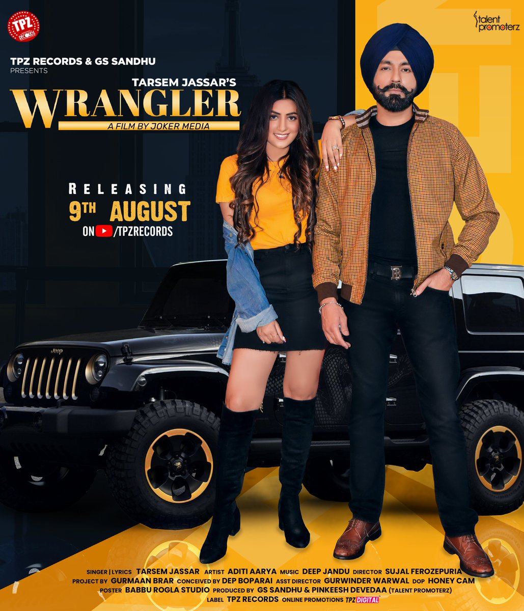 TpzRecords's tweet photo. The poster of @TarsemJassar_  and @ActressAditi 's #wrangler is all yours🎵 show some ❤

#newsong #poster #tuesdayvibe #Excited #tpzrecords #TrendingNow #tarsemjassar https://t.co/2Kd8vNlXmF
