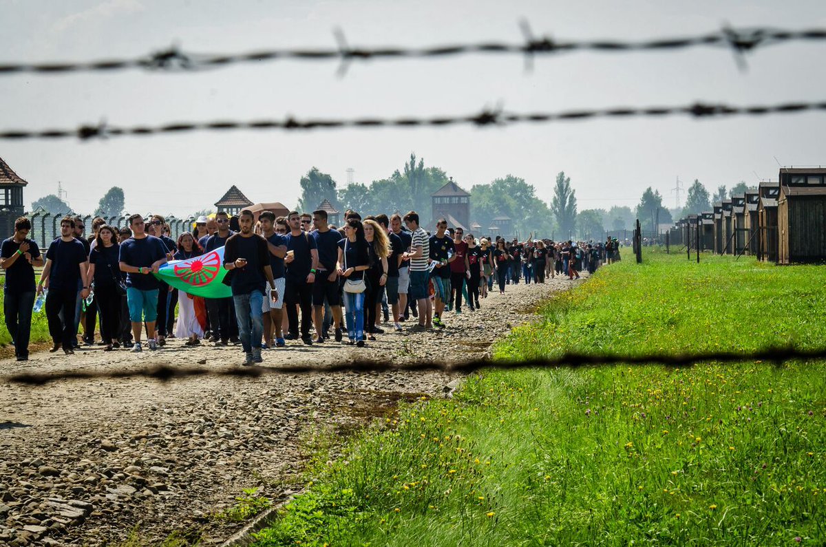 Participants in the seminar “Dikh he Na Bister” at the youth commemoration at the Auschwitz-Birkenau Museum and Memorial. Photo courtesy of Ternype.