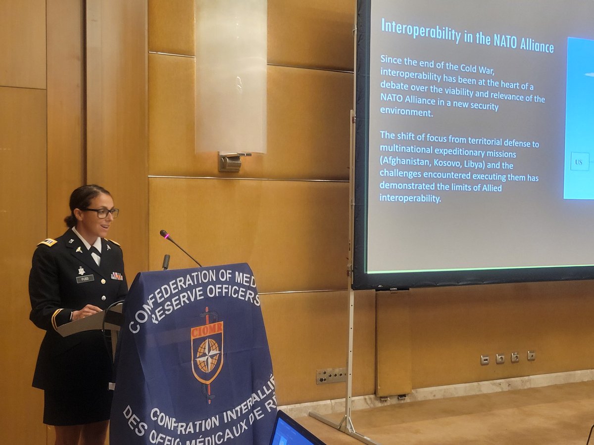 CIOMR'S Scientific Committee Free Paper Session begins. CPT Fuss, USA, presenting NATO Multinational Medical Operarions and the Requirement for Interoperability