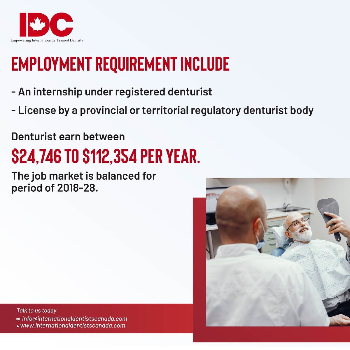 IDC_Consultancy's tweet photo. Denturists/Denturologistes are professionals who specialize in the field of removable oral prostheses. Previously, Denturists learned their skills through on-the-job practice experience. Now there are six colleges across Canada that provide professional training to Denturists. https://t.co/hHdLZEDgfE