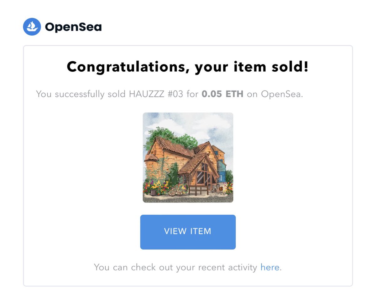 Thank you so much!
My first "sold" item. One of my favourite houses has found his owner!
Thank you to #Hyun86
#nft #nftcollection #nftarts