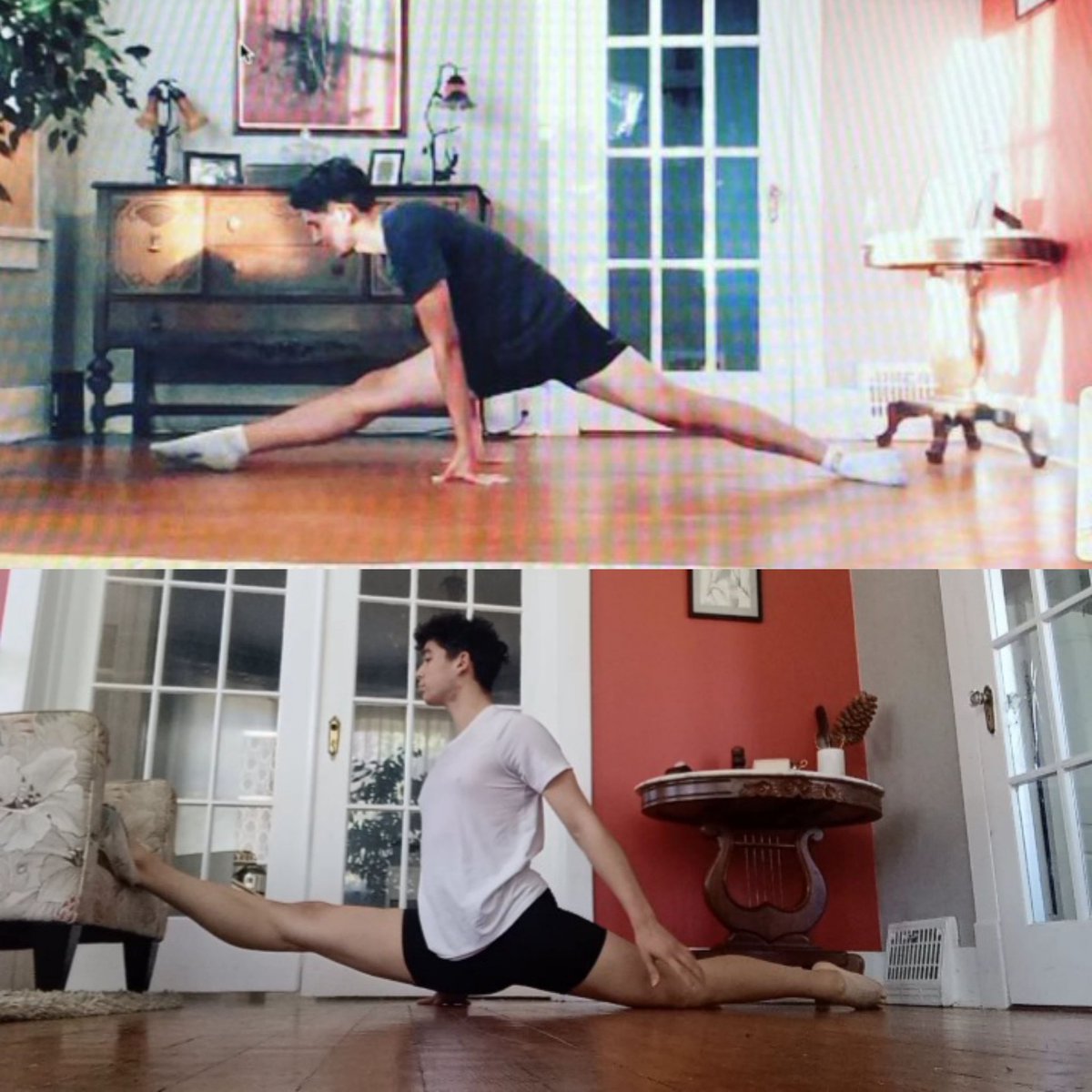 RamosGarcet's tweet photo. Before and after, going  to the next level!
#splits #beforeafter #photo #oversplit #dancer #guy #balletdancer #ballet #flexibility  #gayguy https://t.co/ro09rhzMIM