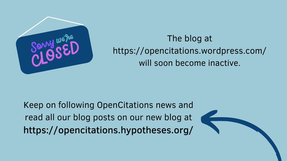 opencitations's tweet image. We’re proud to announce that, from now on, #OpenCitationsBlog will be hosted by @hypothesesorg. Please visit opencitations.hypotheses.org to read our new blog posts and all the old ones - the blog at opencitations.wordpress.com will soon become inactive.