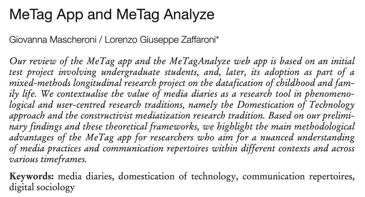 Andreas_Hepp's tweet image. Doing research using media diaries or sorting techniques? There is a great review by @giovannamas and @LGZaffaroni of our @mesoftware_org Apps, funded by @dfg_public #mediadiaries, #domestication of #technology, #repertoires, #digitalsociology: nomos-elibrary.de/10.5771/1615-6…