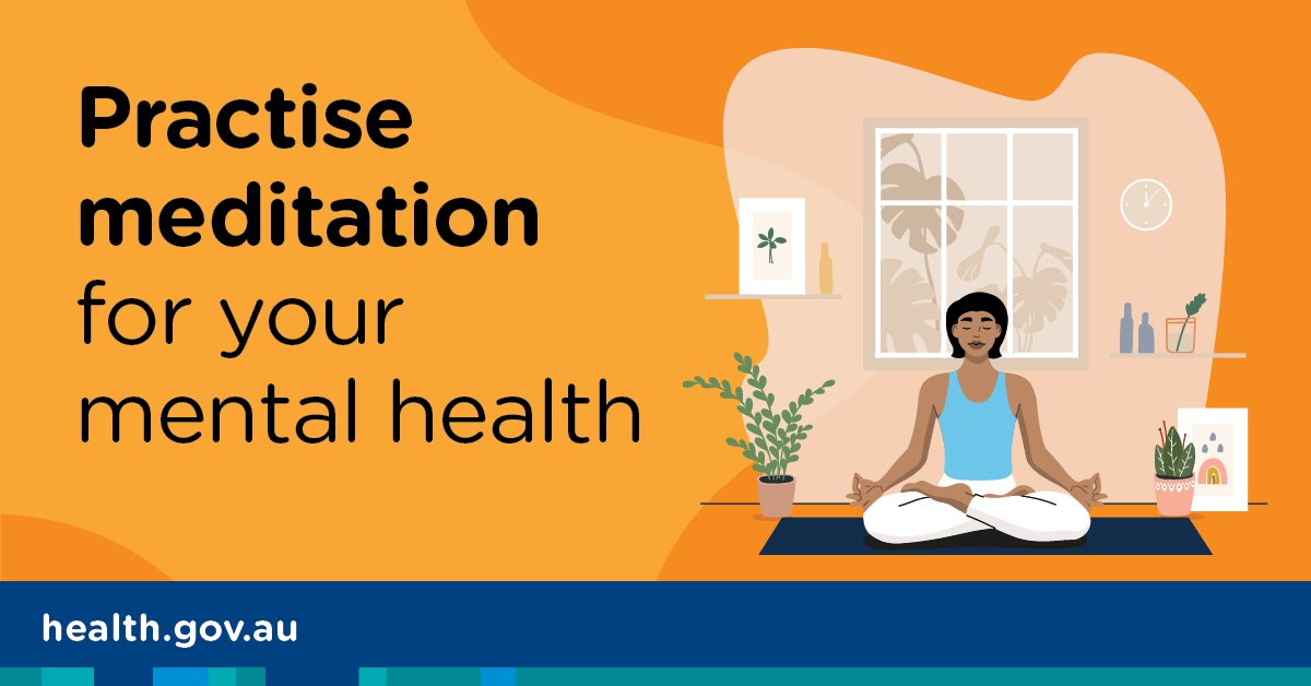 Meditation can be a great tool for maintaining your mental health🧘 

Benefits can include:
😞managing stress
💡increasing self-awareness
🧠understanding your body

Read more about what helps us thrive online at💻headtohealth.gov.au/meaningful-lif…