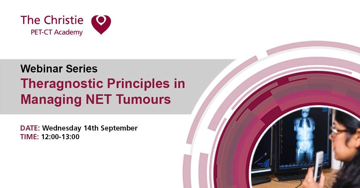 petctacademy's tweet photo. Our next Webinar on PET-CT Theragnostic Principles in Managing NET Tumours takes place Wed 14th September 2022 12:00-13:00.
π Register here: https://t.co/qhwytvjoPH
The webinar is aimed at #Radiologists, #Technologists, #Radiographers & #ClinicalStaff.
@AllianceMedica1 https://t.co/LLlHo8tL1l