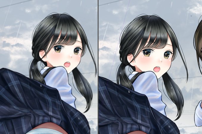 髪の塗りとか口元がだいぶぼやけてる
縮小したらしょうがない?設定おかしいのかな 