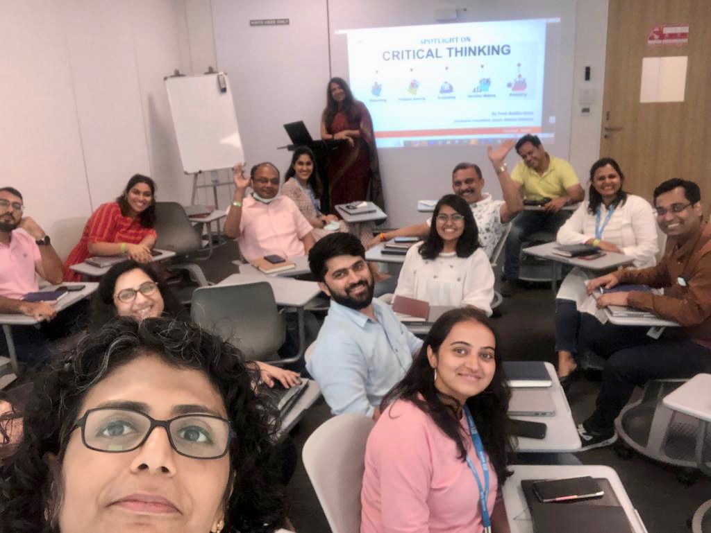 SPJIMR's tweet photo. #SPJIMR's Prof @RatikaPGore was invited by Abbott Healthcare to work with their marketing team on Critical Thinking. The learning helped to unpack ideas &amp; apply tools that critical thinking offers under 4 broad themes: the critique of rhetoric, authority, tradition &amp; knowledge. https://t.co/ZLDdPXZkhe