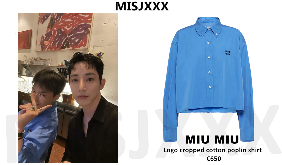 トップス 2000s miumiu bottan fly cotton shirt 2000s miumiu bottan fly cotton shirt MIU MIU Brand-Patch