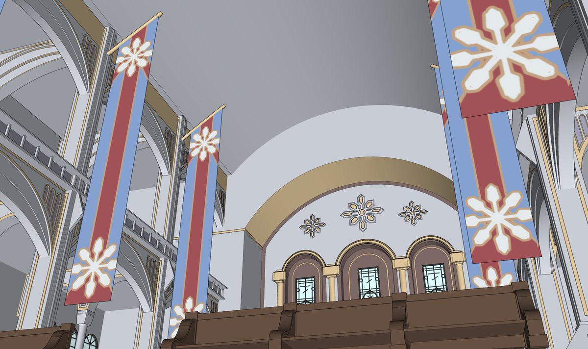 #GenshinImpact
я сделал собор Снежной из трейлера предвестников в скеч апе!!!