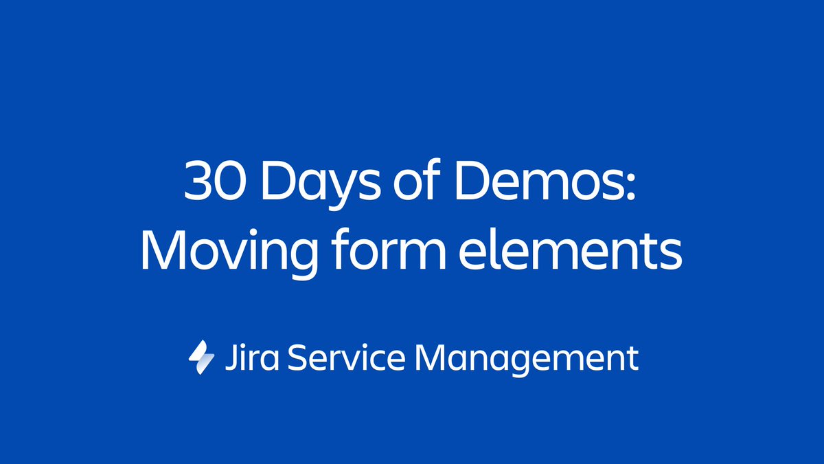Drag and drop your questions. It's that easy in the new form builder in Jira Service Management. See how in Day 26 of the 30 Days of Demos video series on YouTube. youtu.be/gHMNrhsYtIY #forms30