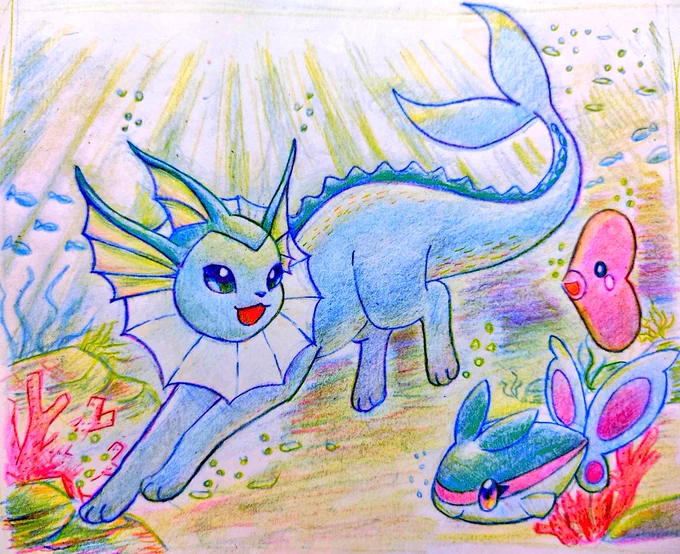 海の友達#水の日 #ポケモンイラスト #シャワーズ 