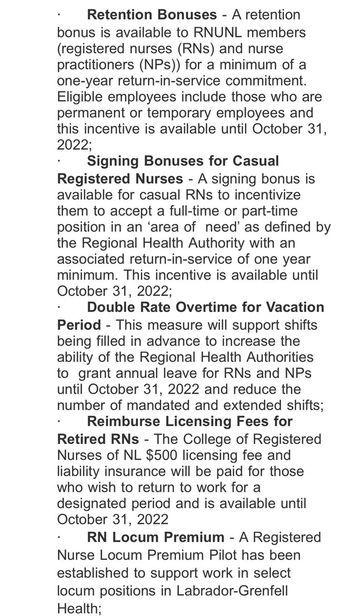 PeterCBC's tweet photo. NL government announcing financial incentives for nurses including retention bonus, signing bonus for casual nurses to accept a position, higher overtime rates #nlpoli https://t.co/xAnIkAPBaw