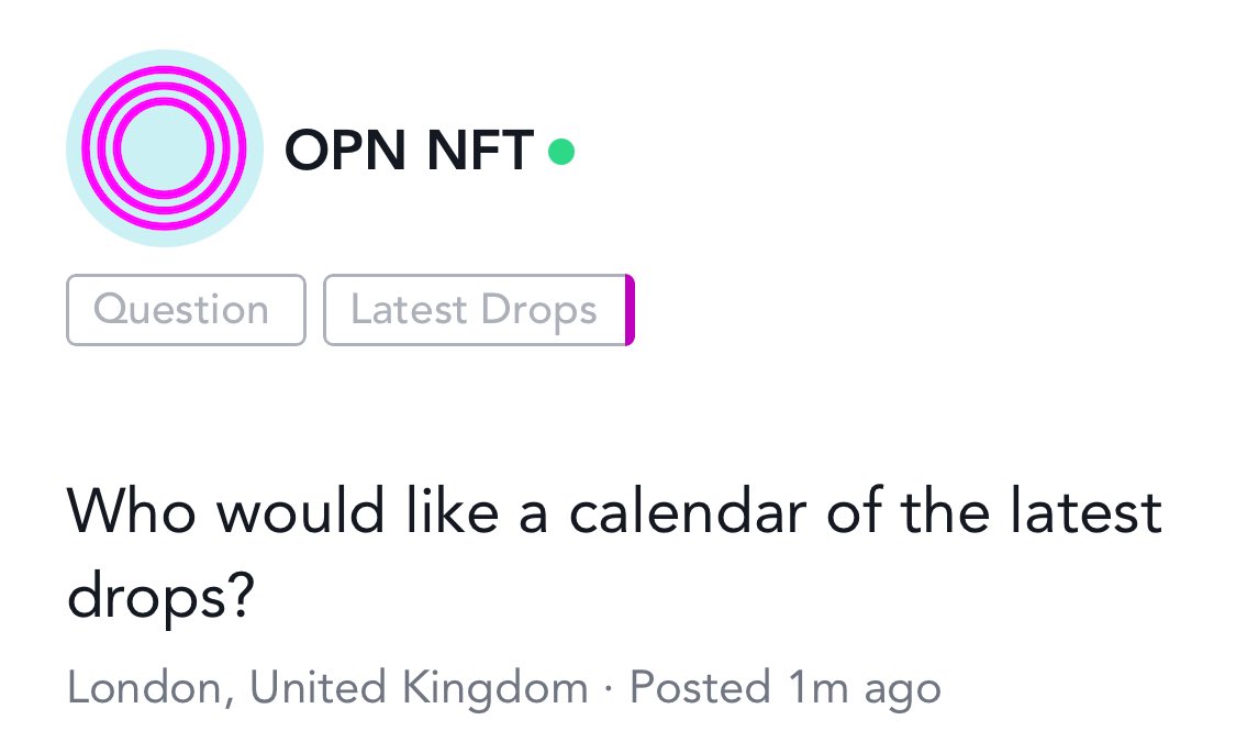 opnnft.com/posts/who-woul…
Who would like a calendar of the latest drops?

#vote #nft #poll