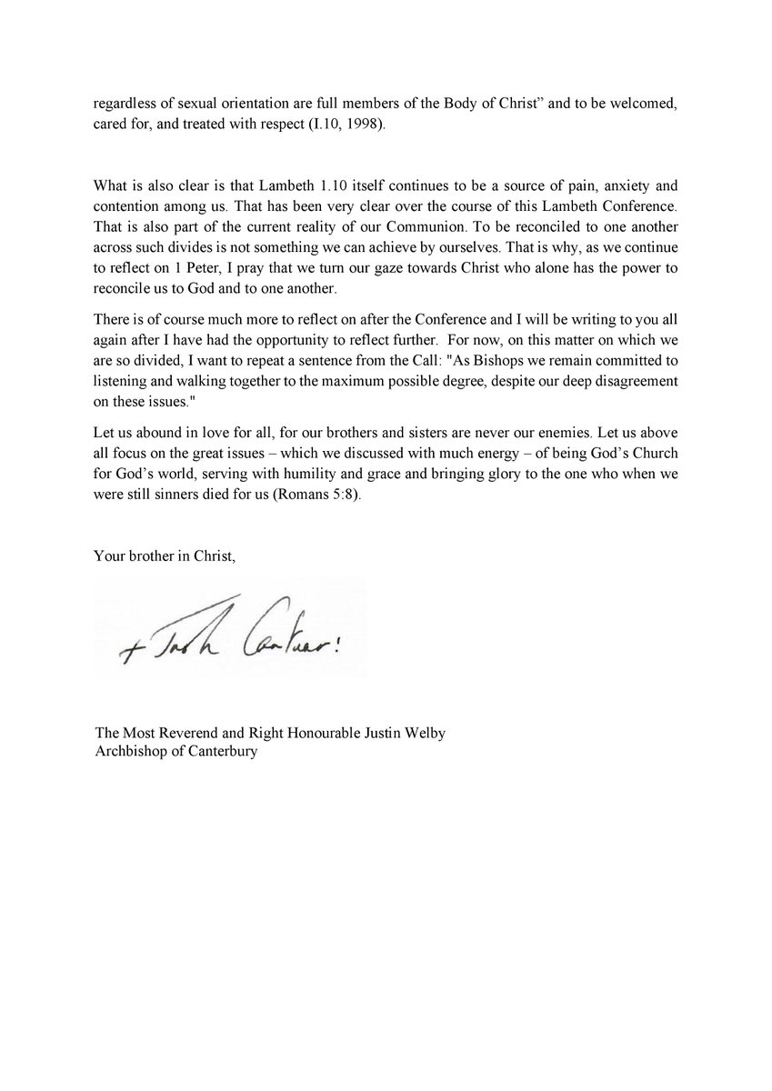 A letter to all the Bishops of the Anglican Communion ahead of the Lambeth Conference discussion on Human Dignity today. 

Read the letter here: bit.ly/3ztsB7t

#LambethConference