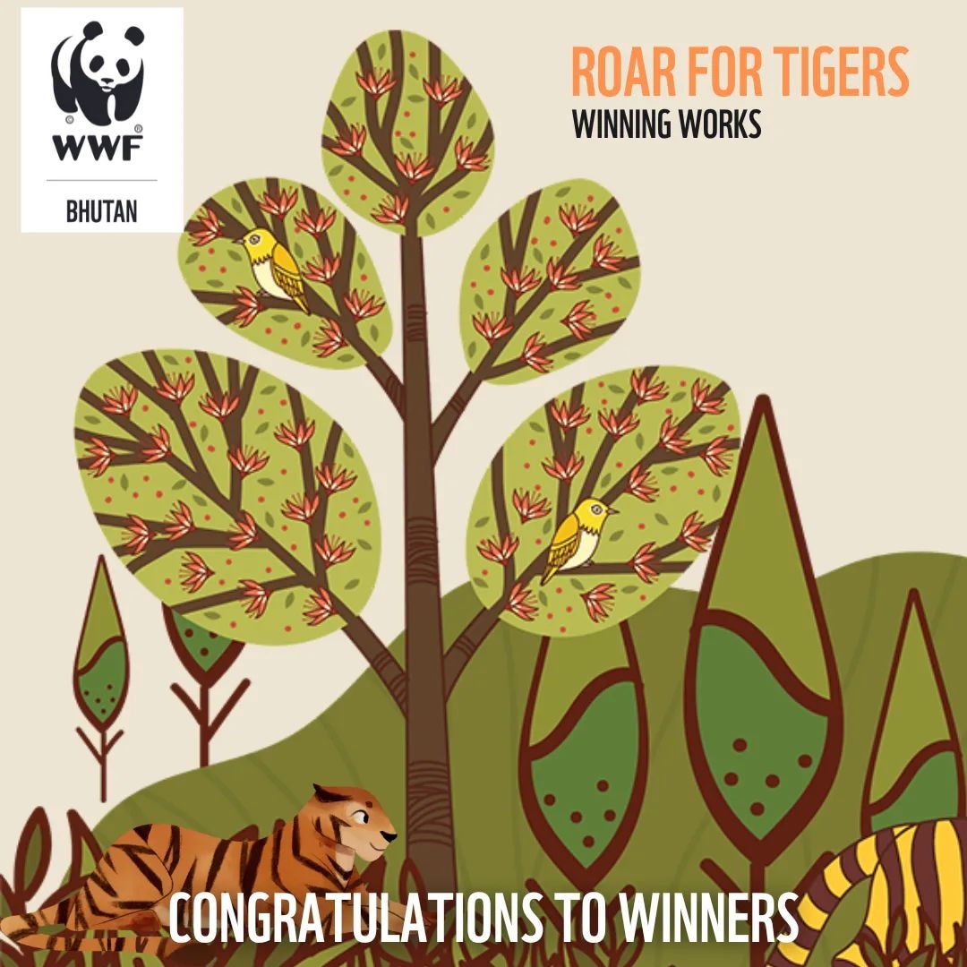 Top five posters, poems and short stories from Youth Literary and Art Competition is up on our website. Close to 200 students from across the country took part in the competition held to celebrate the Global Tiger Day. Follow the link here: wwfbhutan.org.bt/?375357/Roar-f… @WWF_tigers