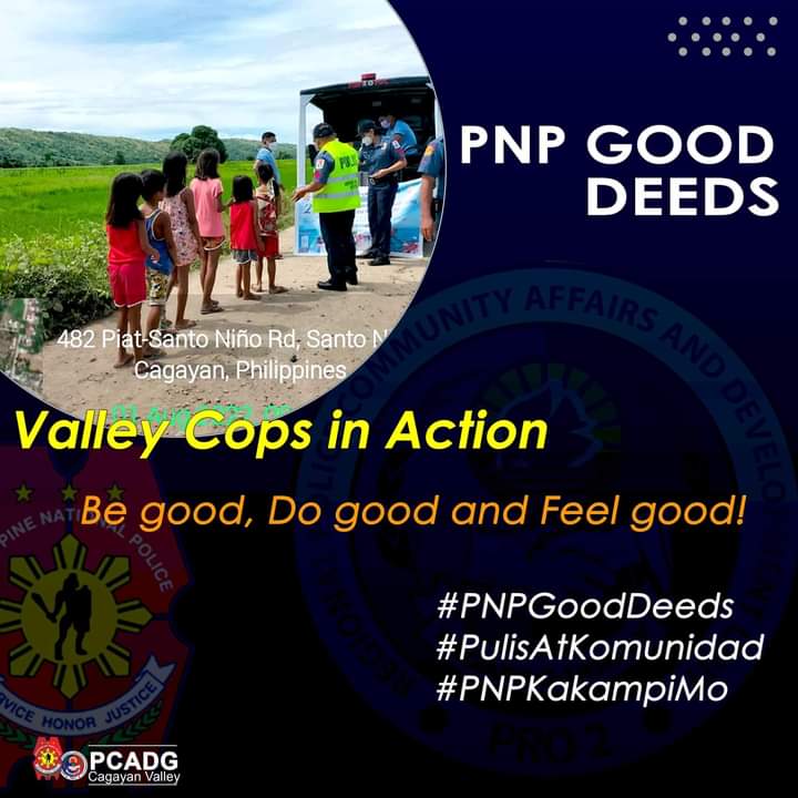 PCADG_2's tweet photo. Nagsagawa ng Mobile Feeding ang mga tauhan ng Sto. Nino, PNP sa mga kabataan ng Barangay Lubo, Sto. Nino, Cagayan.

Source: https://t.co/XwVGXazThg

#TeamPNP
#PNPKakampiMo
#WeServeAndProtect
#PCADGCagayanValley https://t.co/GjFx0BLWbt