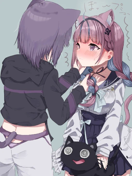 おかゆが近すぎて真っ赤になるあくたん#あくあーと#絵かゆ 
