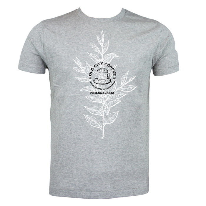 Sale on our Small OCC Botanical T-Shirts! 
Just size small left in inventory – now $10.00, while supplies last.
Printed on a USA made heather grey shirt at a one man shop in Port Richmond. 
Available online and at the Reading Terminal Market shop.
👉 oldcitycoffee.com/product/occtsh…