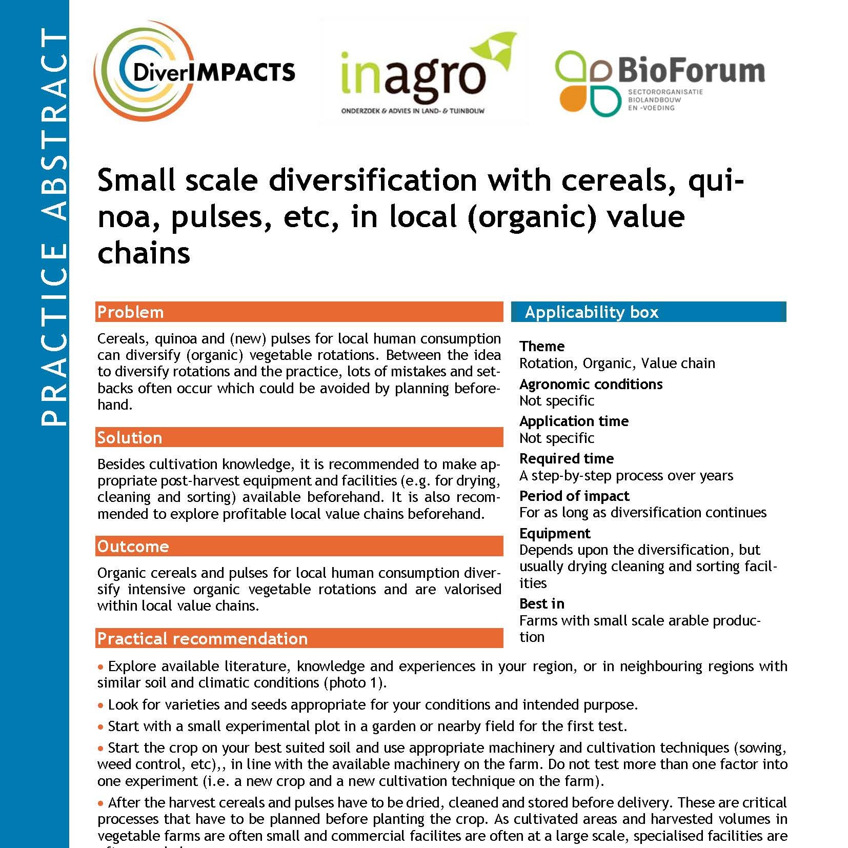 DiverIMPACTS on Twitter cereals and pulses for local human