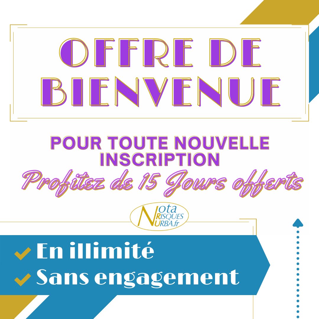 Pour toute nouvelle inscription chez Nota-Risques-Urba, profitez de 15 jours pour tester nos services 🎉
Durant cette période vous bénéficiez d’un accès illimité à tous nos services sans engagement !

#notariat #notarisquesurba #notaires #notairedefrance #etudenotariale