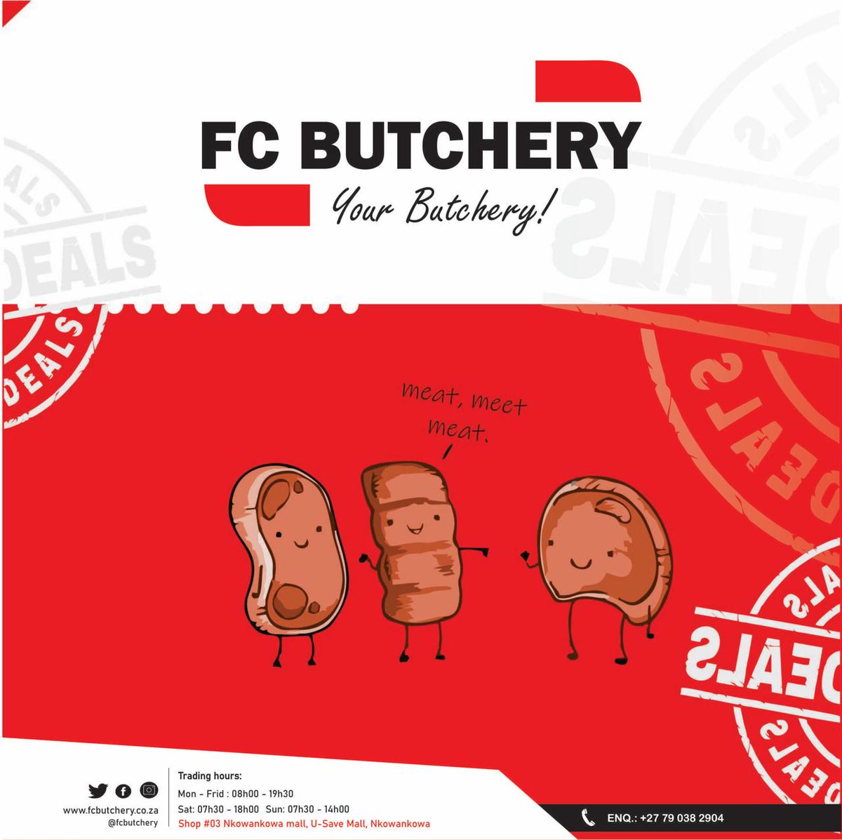 A happy Tuesday morning to all our customers and social media followers. 

Let's meat at #FCButchery for your weekly meat supply.