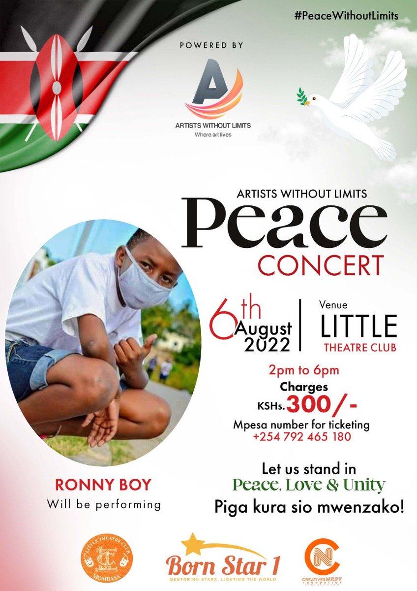 AWL_CBO's tweet photo. Peace Concert at Little Theater Club - Mombasa.

One language of Peace, one tribe of Peace.

#artistswothoutlimits #peacewithoutlimits #pigakurausipigemwenzako https://t.co/QLAE3u1xkO