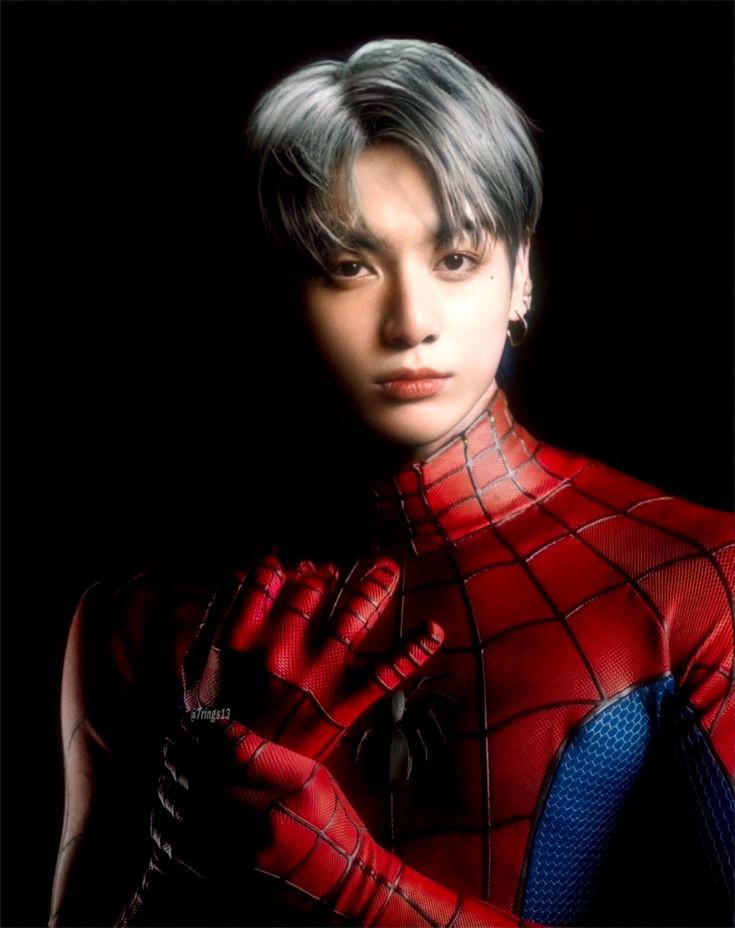 him in spiderman costume