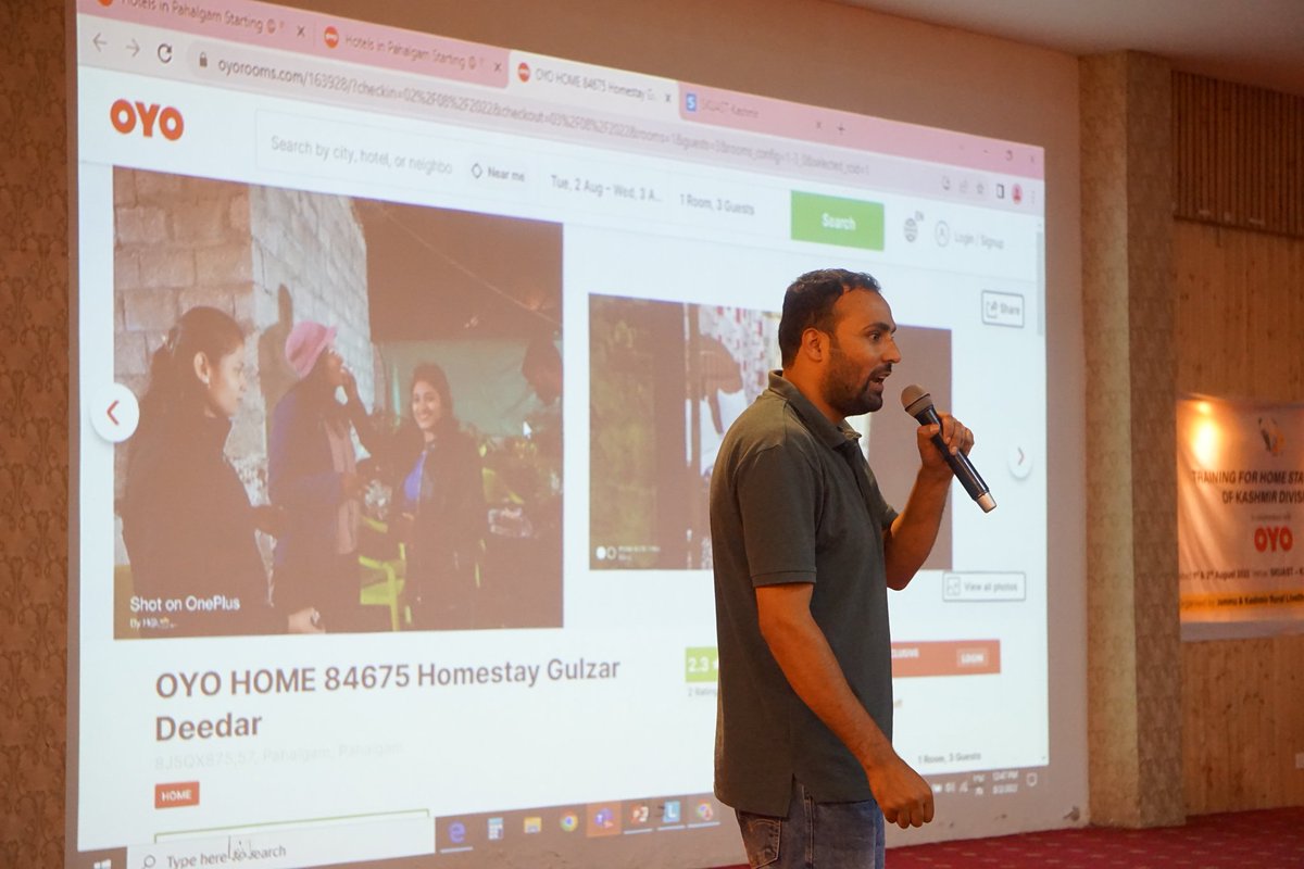 JK_NRLM's tweet photo. Glimpses of Day 2 Ongoing
OYO training for homestay owners of Kashmir Division at SKUAST.SHG members getting ready to take on with OYO.
@indukanwal @OfficeOfLGJandK @Jktpo_jk @mandeep082 @JandKTourism @riteshagar @oyorooms @MoRD_GoI @jkrddpr @nitishwarKumar @diprjk @Devansh_IAS https://t.co/rNMwbB1CWl