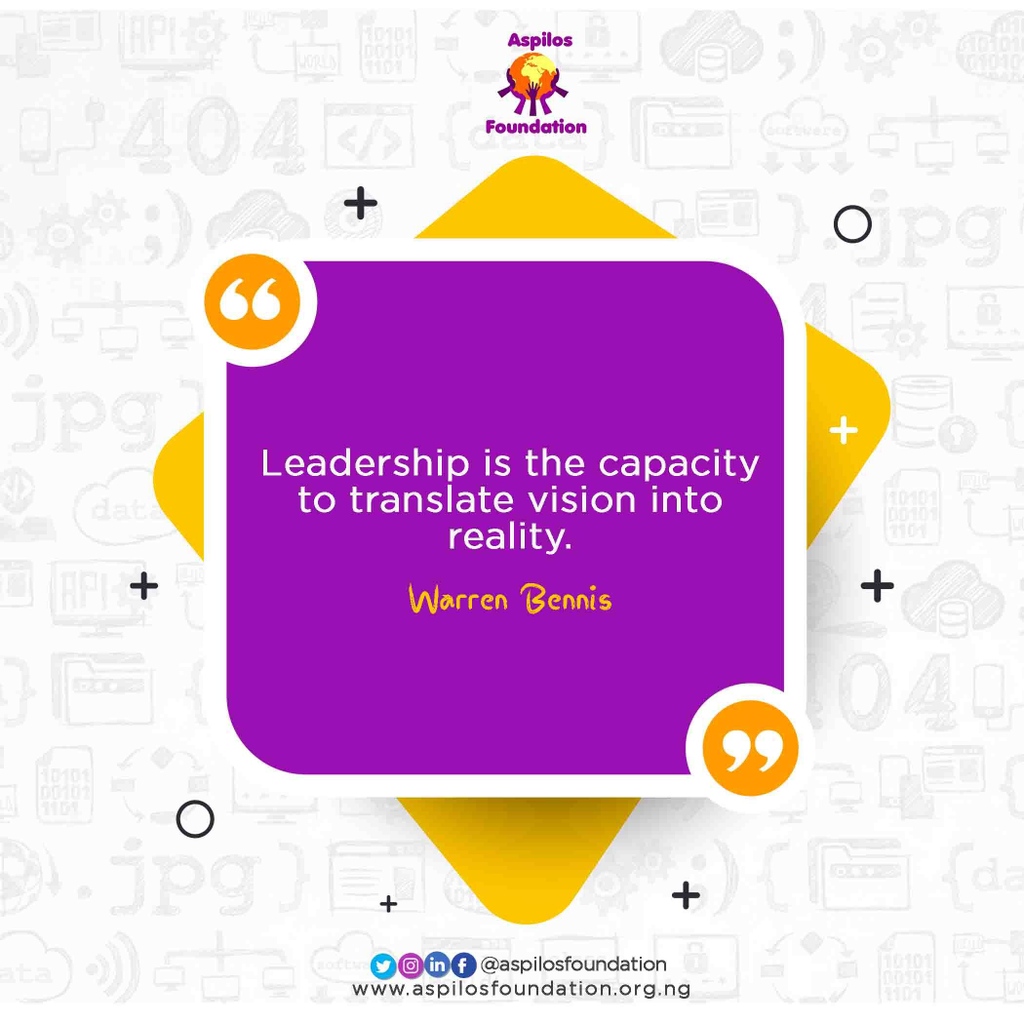 aspilosfdn's tweet photo. #GovernanceQuote: "Leadership is the capacity to translate vision into reality." - Warren Bennis
#Leadership #NationalLeadership #Government https://t.co/gszoTemDOx