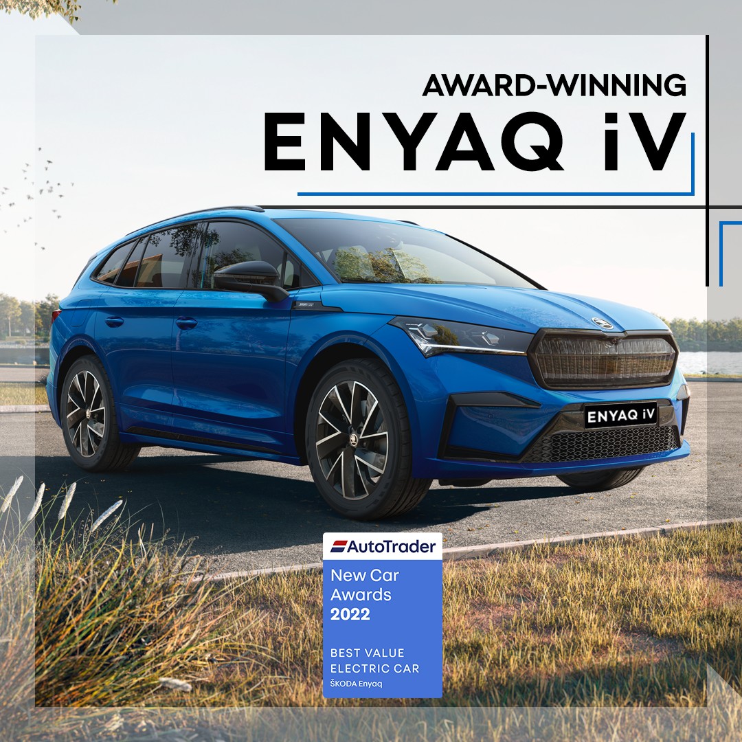 The fully electric ŠKODA #ENYAQ iV SUV picked up Best Value Electric Car at the Auto Trader New Car Awards 2022. Another great win for the ENYAQ iV!🏆 #ŠKODA

#platinumskoda