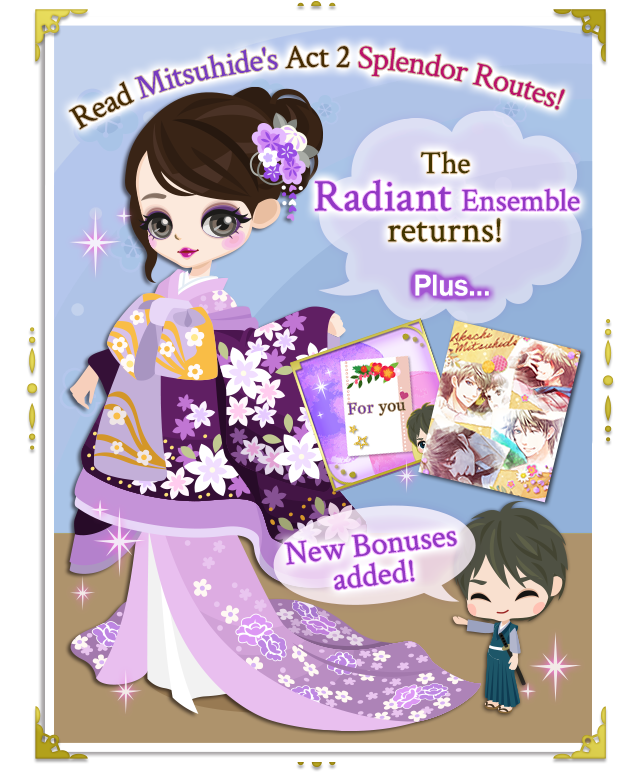 Voltage_SLBP's tweet photo. More... more... MORE MITSUHIDE!
Splendor has been added to his Act 2♡

His ongoing Reading Promo will land you rewards as you check out the voiced sections of his Act 2!
(Don't forget about the Splendor Sets too!!)

Start reading now♪ 

#SLBP #VoltageInc #ReadingPromo https://t.co/eOUlxtV4Ai