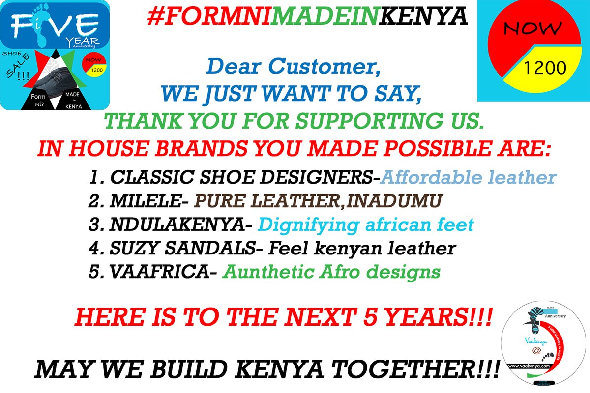 Thank you so much for your support at VAAKENYA over the last 5 years. 

We could not have done it without you. 

Here’s to the next 5 years! We are excited to continue building Kenya together.

SHOP VAAKENYA.COM

#Formnimadeinkenya #discovermadeinkenya