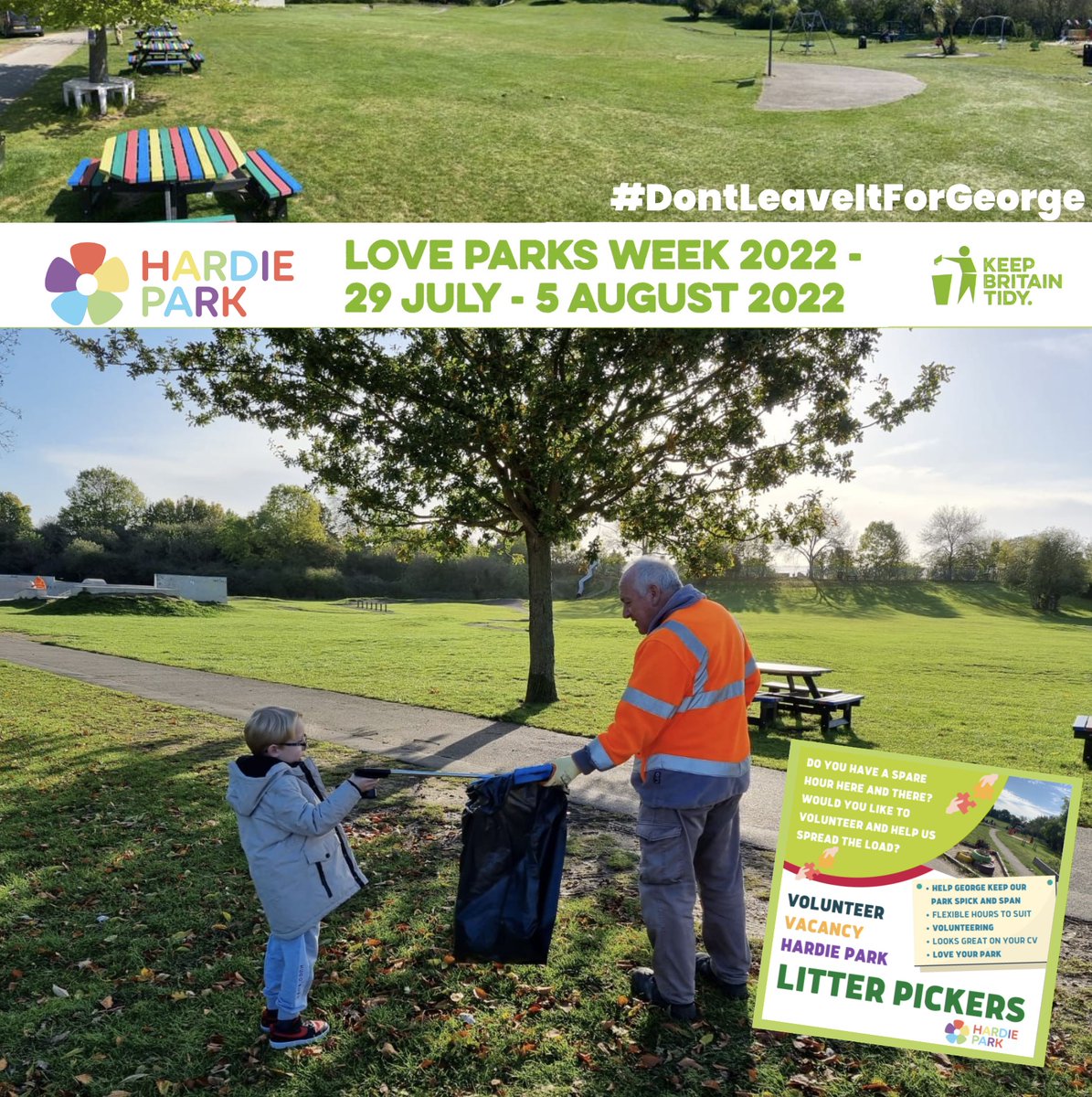 We've got a BOUNCE DAY on Thursday 4th, 11am to 4pm at the park.  
Please pick up YOUR litter on the day, use the many bins or simply take it home with you. 
friendsofhardiepark.co.uk/future-events/
#LoveParks #DontLeaveItForGeorge #allgenerations #weneedvolunteers #litterpicking #keepbritaintidy