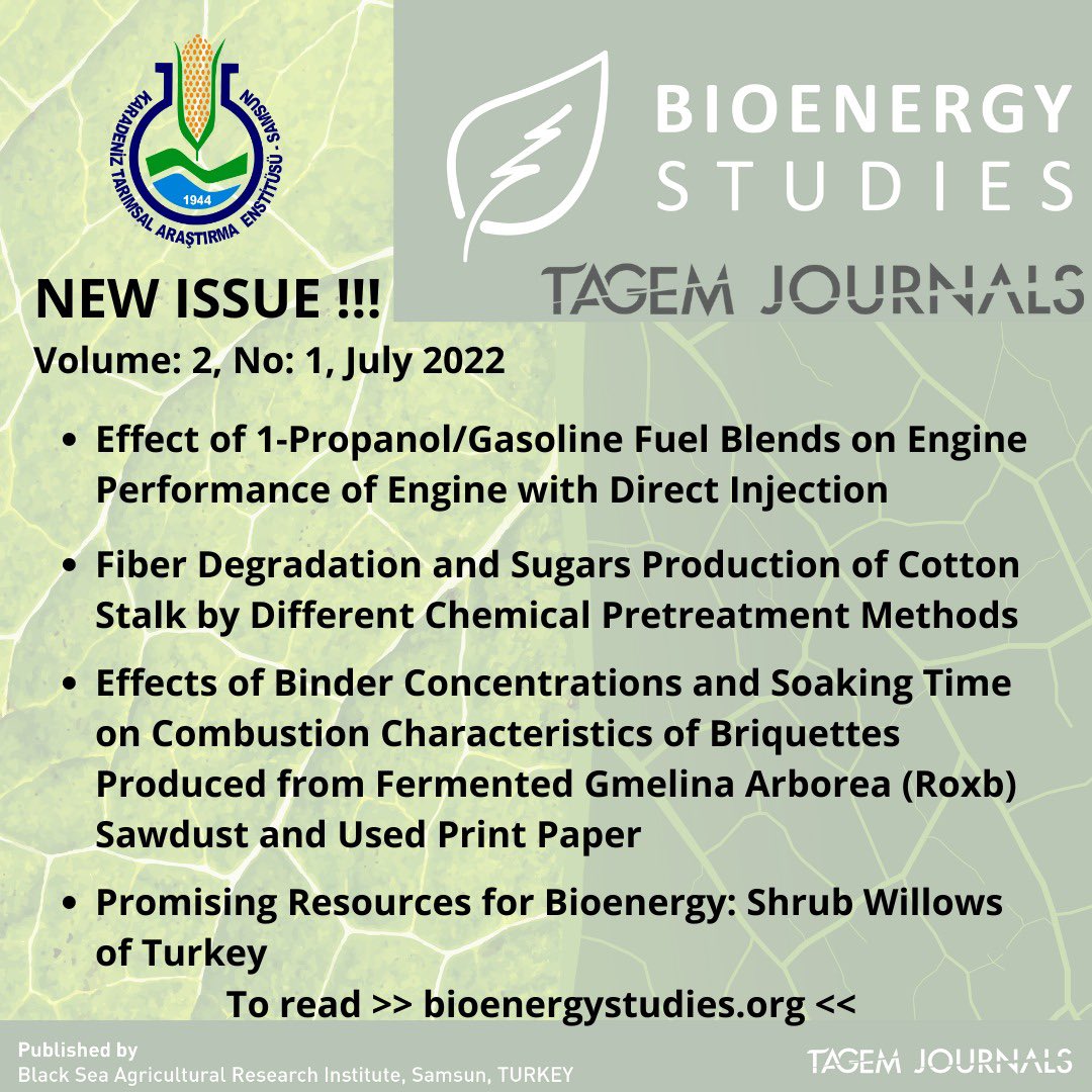 #tagem #tagemjournals #ktae #journal #bioenergystudies #bioenergy