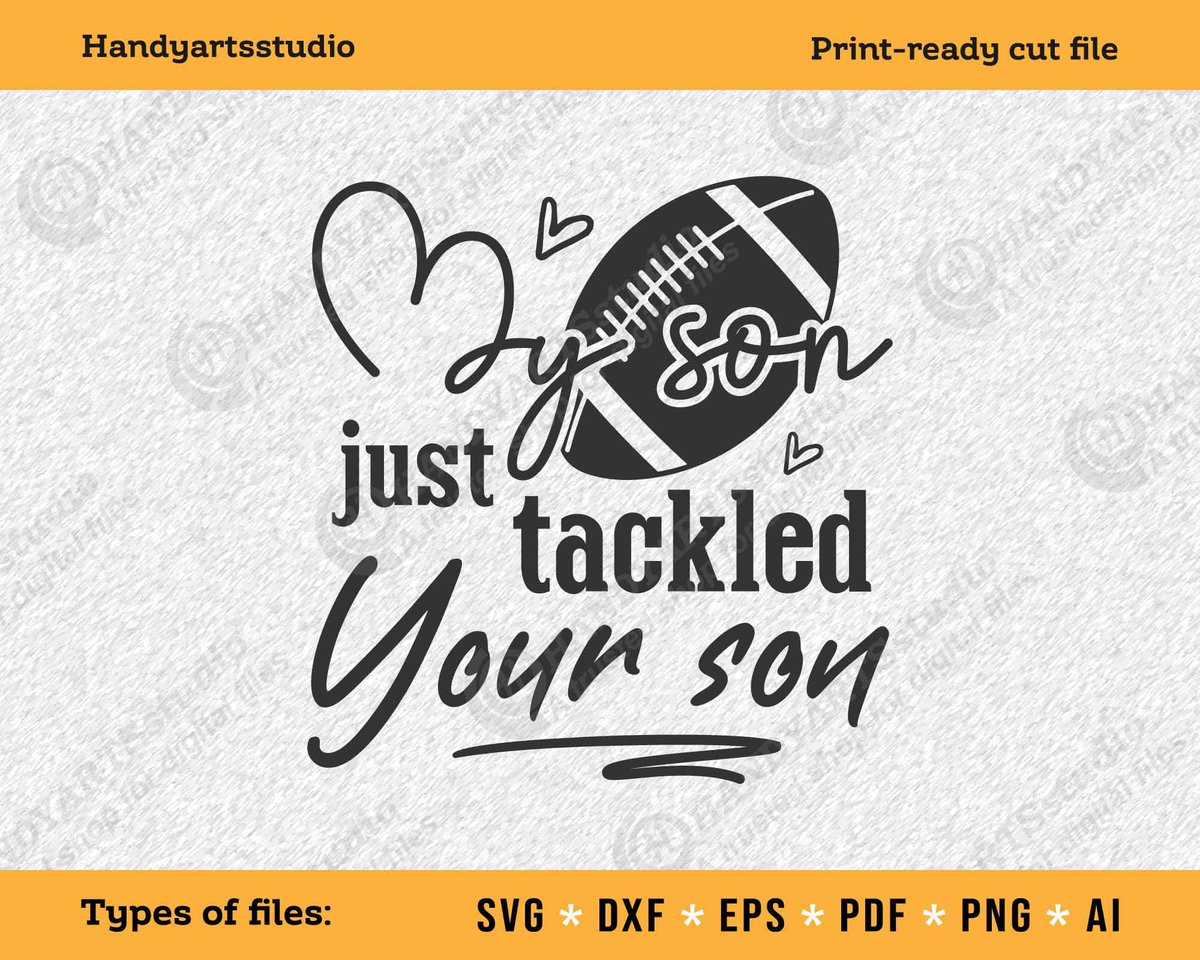 handyartsstudio's tweet photo. Excited to share the latest addition to my #etsy shop: My son just tackled your son svg cut file, football mom quote, biggest fan svg, sports lover t-shirt design https://t.co/sriACam1XT #kidscrafts #sportstshirtpng #footballmomquote #footballdadsvg https://t.co/xcNXsitWes