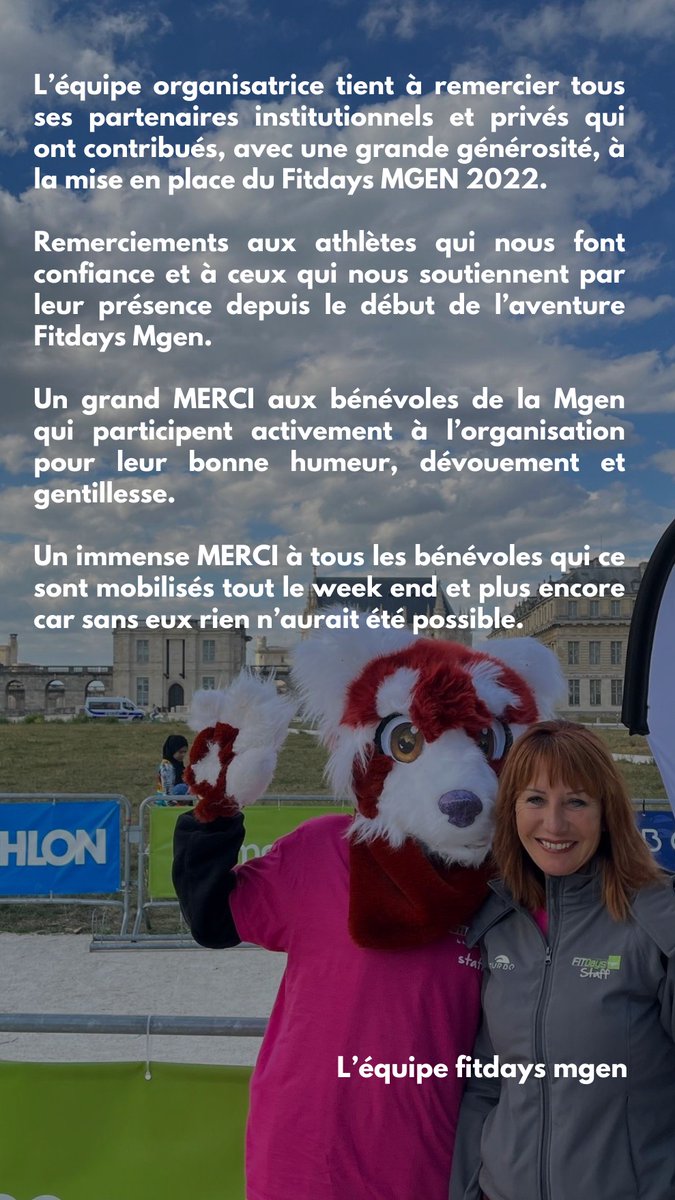 👇🏽 Message de l'équipe Fitdays @groupe_mgen 💚

Un immense MERCI à tous pour cette édition 2022 😉